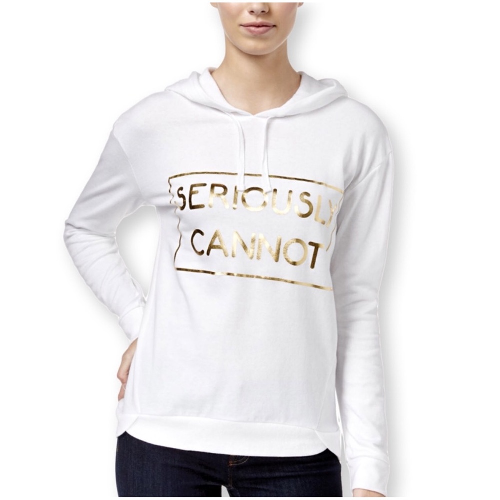 White French Terry Hoodie With Metallic Gold Lettering